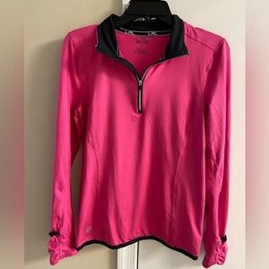 Ralph Lauren Pink and Black Quarter-Zip Sweatshirt Medium